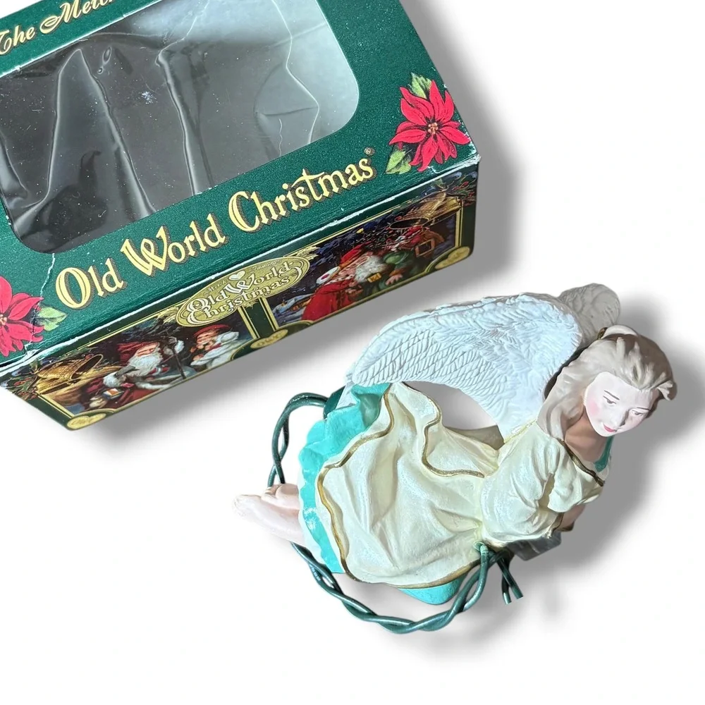 Old World Christmas Merck Family Lighting the Way Angel Light Cover 2001 Vintage